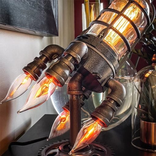 Vintage Steampunk Rocket Table Lamp - ElookzDesign