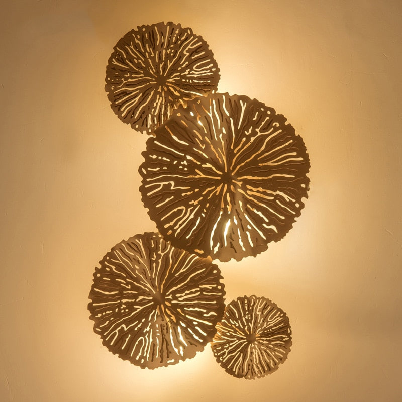 Nordic Gold Lotus Leaf LED Wall Light | Retro Industrial Decor