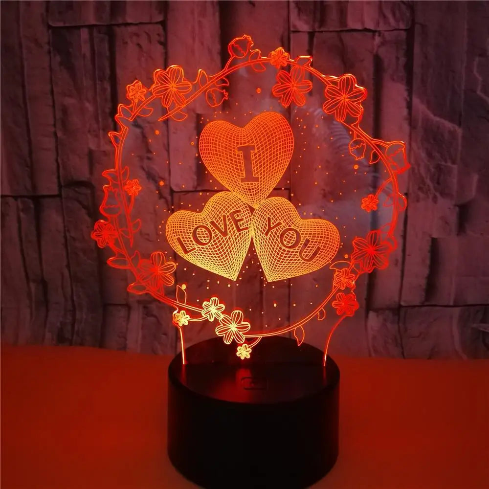 I LOVE YOU Romantic LED 3D Lamp 
