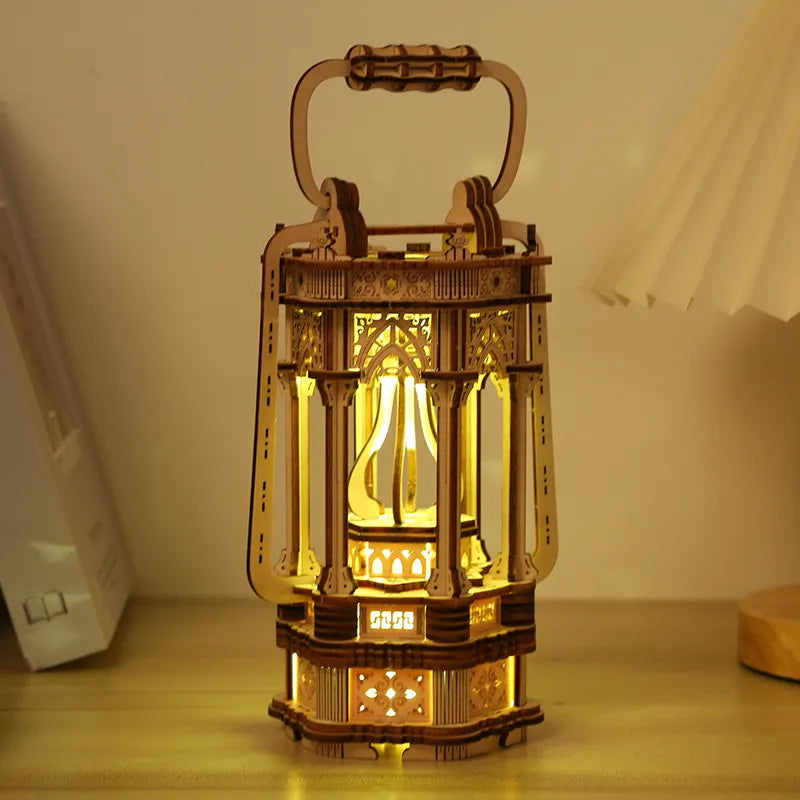 3D Wooden DIY  Magic Lightable Lantern Puzzle 